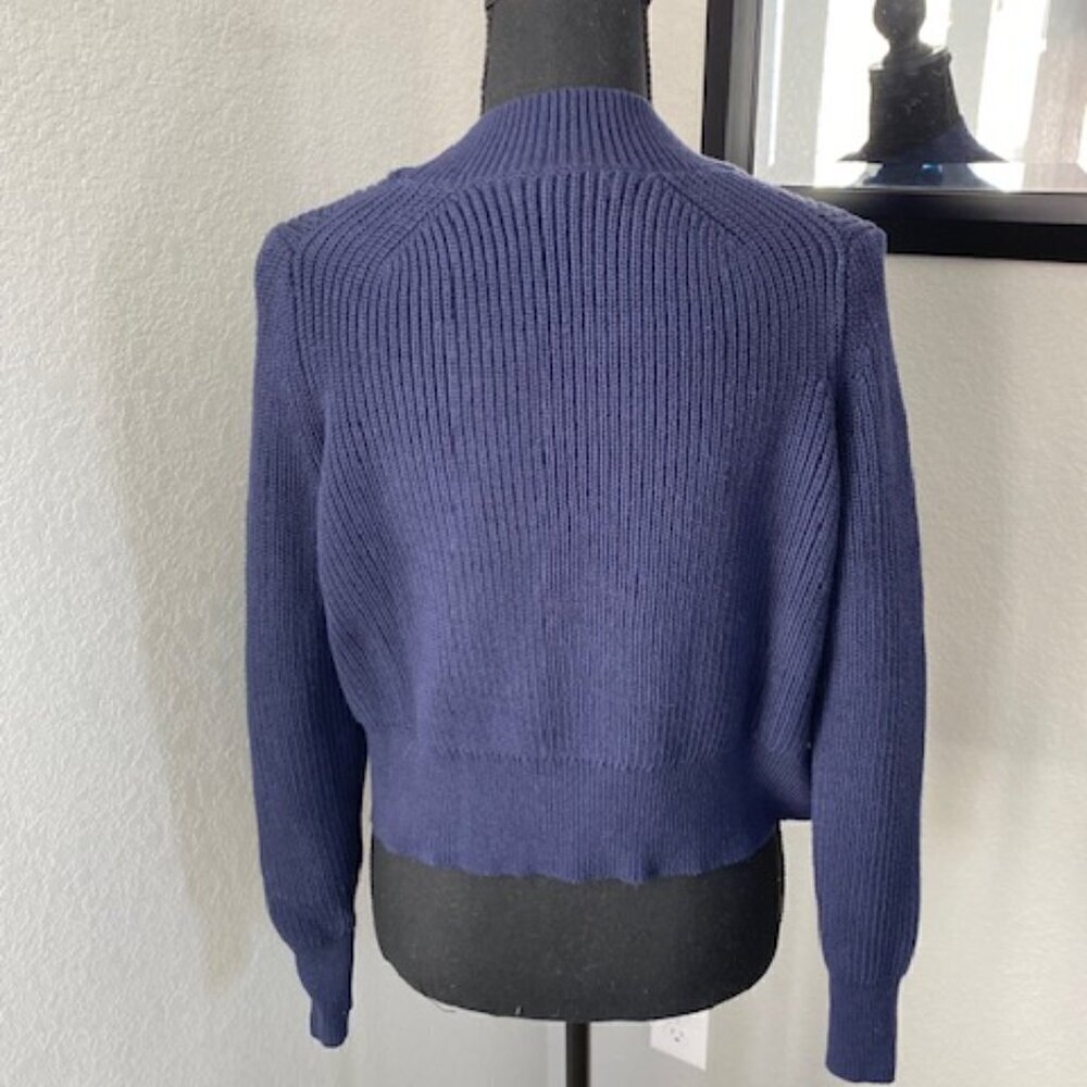NWT Kendall and Kylie Navy Blue Cropped Knit Sweater Small - Picture 6 of 13
